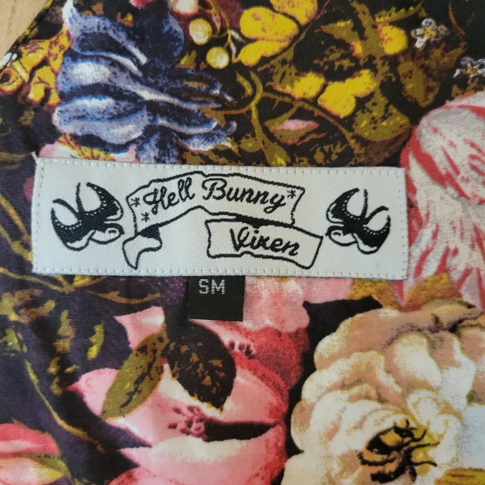 Hell Bunny Plaid & Floral vintage style dress S/XS - Picture 3 of 7